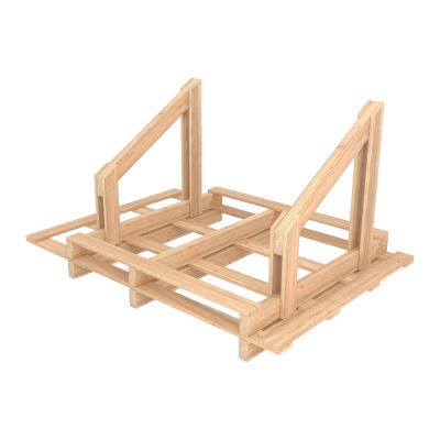 Maßgefertigte Holzpalette mit seitlichen Stützrahmen